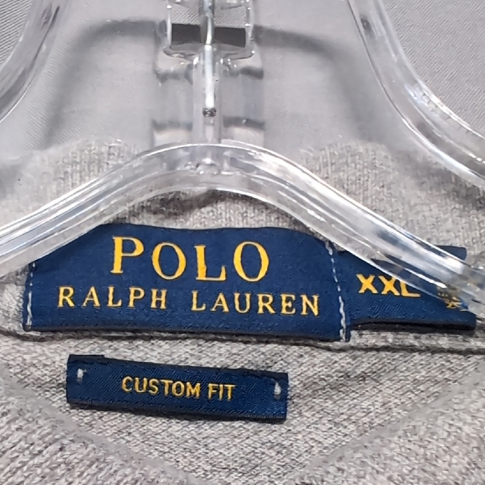 Polo Ralph Lauren Big Pony Polo Shirt Mens XXL‎ Gray Custom Fit 3 Logo - Picture 2 of 5